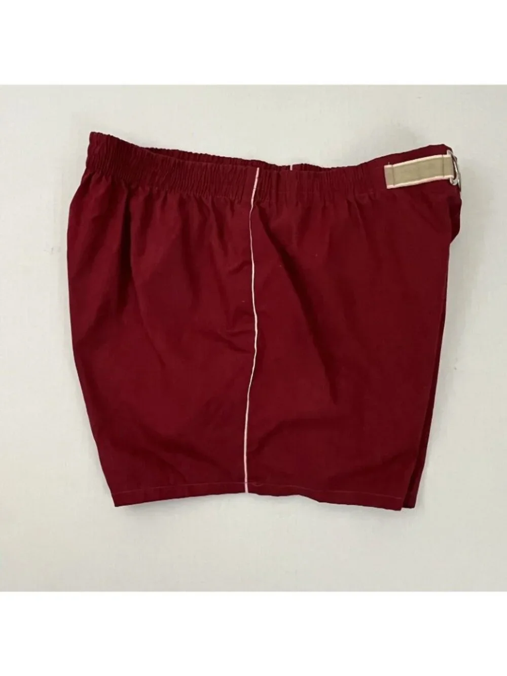Vintage JANTZEN Swim Trunks Men's 40 Red Lined Shorts Elastic Waist Metal Clasp